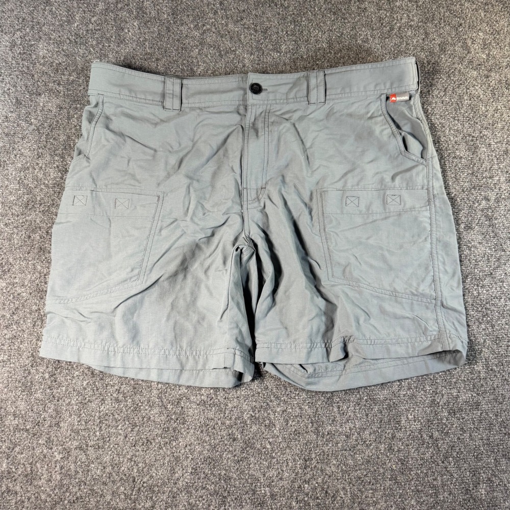 Simms Fishing Products Gray Ripstop Cargo Shorts Mens XXL Quick Dry Outdoor